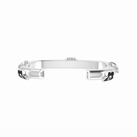 Flower Power - Cuff - Black Enamel - 925 Sterling Silver
