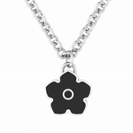Flower Power - Necklace - Black Enamel - 925 Sterling Silver