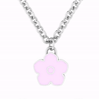 Flower Power - Necklace - Lilac Enamel - 925 Sterling Silver