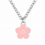 Flower Power - Necklace - Pink Enamel - 925 Sterling Silver