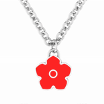 Flower Power - Necklace - Red Enamel - 925 Sterling Silver