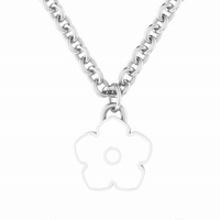 Flower Power - Necklace - White Enamel - 925 Sterling Silver