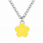 Flower Power - Necklace - Yellow Enamel - 925 Sterling Silver