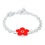Flower Power - Bracelet - Red Enamel - 925 Sterling Silver