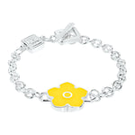 Flower Power - Bracelet - Yellow Enamel - 925 Sterling Silver