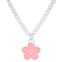 Flower Power - Necklace - Pink Enamel - 925 Sterling Silver