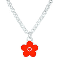 Flower Power - Necklace - Red Enamel - 925 Sterling Silver