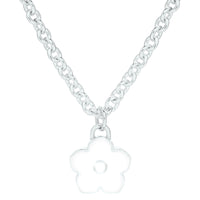 Flower Power - Necklace - White Enamel - 925 Sterling Silver