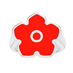Flower Power - Ring - Red Enamel - 925 Sterling Silver